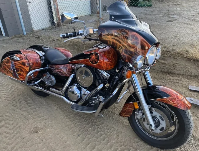 Custom motorcycle with painted fairing