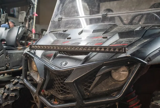 Close-up of a Yamaha side-by-side front end